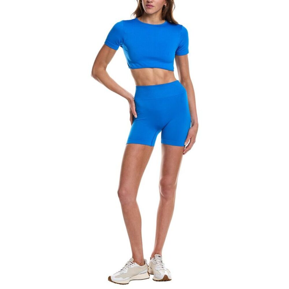 Marion Womens  4In 2Pc Open-Back Crop Top & Short Set, Blue